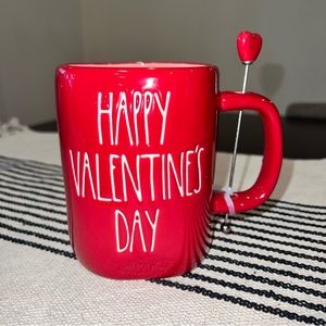 NEW Rae Dunn Happy Valentine's Day Red w/ Pink Ceramic Mug